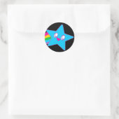 Kawaii Rave Neon Star Rainbow Runder Aufkleber (Tasche)