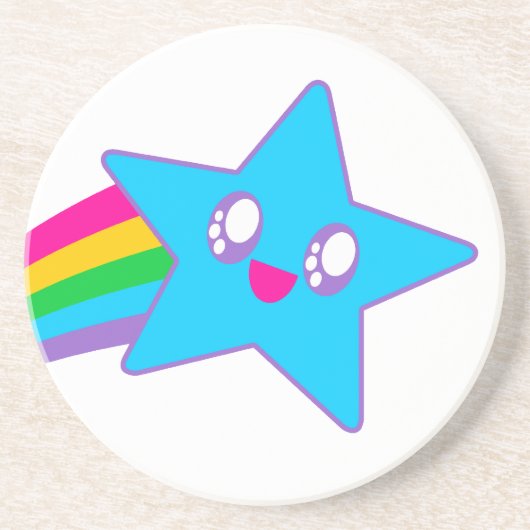 Kawaii Rave-Neonstern-Regenbogen Sandstein Untersetzer (Vorne)