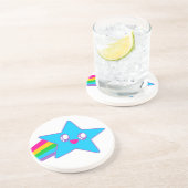 Kawaii Rave-Neonstern-Regenbogen Sandstein Untersetzer (Seite)