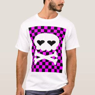 Kawaii Rave Skull Checkerboard T-Shirt