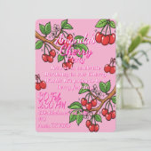 Kawaii Red Cherry Vibes Cute Girly Aesthetic Einladung (Stehend Vorderseite)