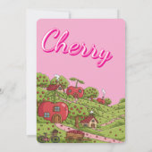 Kawaii Red Cherry Vibes Cute Girly Aesthetic Einladung (Rückseite)