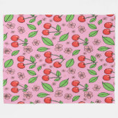 Kawaii Red Cherry Vibes Cute Girly Aesthetic Fleecedecke (Vorderseite (Horizontal))