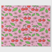 Kawaii Red Cherry Vibes Cute Girly Aesthetic Geschenkpapier (Flach)