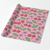 Kawaii Red Cherry Vibes Cute Girly Aesthetic Geschenkpapier (Ungerollt)