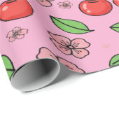Kawaii Red Cherry Vibes Cute Girly Aesthetic Geschenkpapier (Rolleneckpunkt)