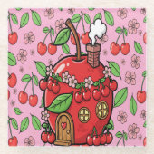 Kawaii Red Cherry Vibes Cute Girly Aesthetic Glasuntersetzer (Vorderseite)