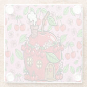 Kawaii Red Cherry Vibes Cute Girly Aesthetic Glasuntersetzer (Rückseite)
