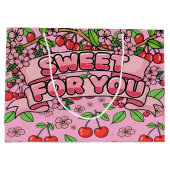 Kawaii Red Cherry Vibes Cute Girly Aesthetic Große Geschenktüte (Rückseite)
