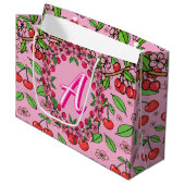 Kawaii Red Cherry Vibes Cute Girly Aesthetic Große Geschenktüte (Vorderseite Schrägansicht)