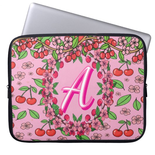 Kawaii Red Cherry Vibes Cute Girly Aesthetic Laptopschutzhülle (Vorderseite)