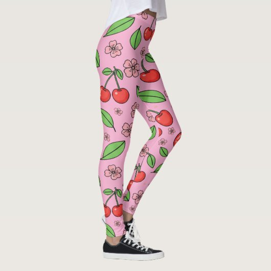 Kawaii Red Cherry Vibes Cute Girly Aesthetic Leggings (Rechts)