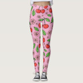 Kawaii Red Cherry Vibes Cute Girly Aesthetic Leggings (Vorderseite)