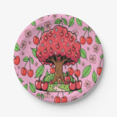 Kawaii Red Cherry Vibes Cute Girly Aesthetic Pappteller (Vorderseite)