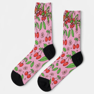 Kawaii Red Cherry Vibes Cute Girly Aesthetic Socken