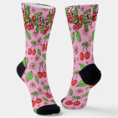 Kawaii Red Cherry Vibes Cute Girly Aesthetic Socken (Gewinkelt)