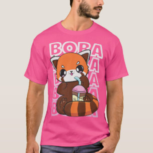Kawaii Red Panda Boba Niedlich Anime Pearl Bubble  T-Shirt