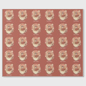Kawaii Red Panda Coffee Gift Wrap Paper Geschenkpapier (Flach)