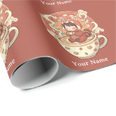 Kawaii Red Panda Coffee Gift Wrap Paper Geschenkpapier (Rolleneckpunkt)