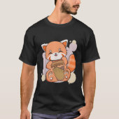 Kawaii Red Panda Drink Coffee Cup Anime Bear T-Shirt (Vorderseite)