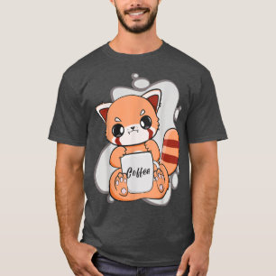 Kawaii Red Panda Drink Kaffeebohnen für Anime T-Shirt