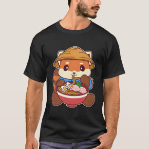 Kawaii Red Panda Eating Ra Noodle T-Shirt