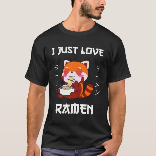 Kawaii Red Panda Eats Ra I Just Liebe Ra Japanese T-Shirt (Vorderseite)