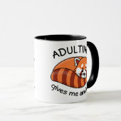 Kawaii Red Panda: Erwachsenwerden gibt mir Angst Tasse (VorderseiteRechts)