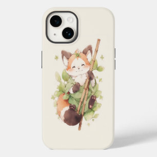 Kawaii Red Panda Hold Stick iPhone 14 Hülle