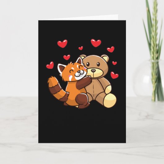 Kawaii Red Panda With Stuffed Karte (Vorderseite)