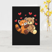 Kawaii Red Panda With Stuffed Karte (Gelbe Blume)