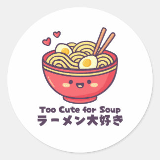Kawaii Red Ramen Bowl Cartoon Runder Aufkleber