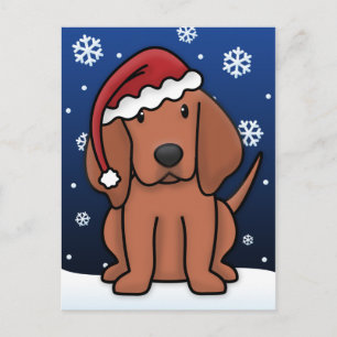 Kawaii Redbone Coonhound Weihnachtspostkarte Feiertagspostkarte