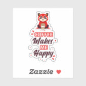 Kawaii Redpanda Art Coffee Addict Aufkleber (Blatt)