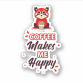 Kawaii Redpanda Art Coffee Addict Aufkleber (Vorderseite)
