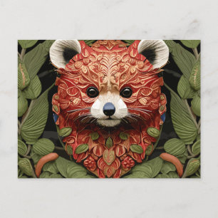 Kawaii Redpanda Floral Art Postkarte