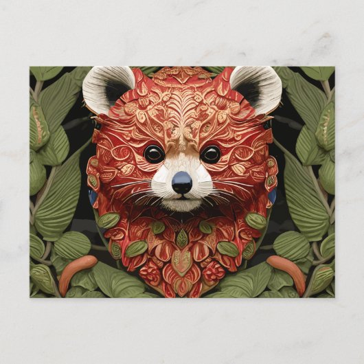 Kawaii Redpanda Floral Art Postkarte (Vorderseite)