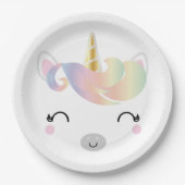 Kawaii Regenbogen Einhorn BIRTHDAY PARTY Papierpla Pappteller (Vorderseite)