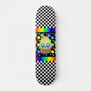 Kawaii Regenbogen-Eiscreme-Würfelcheckerboard Skateboard