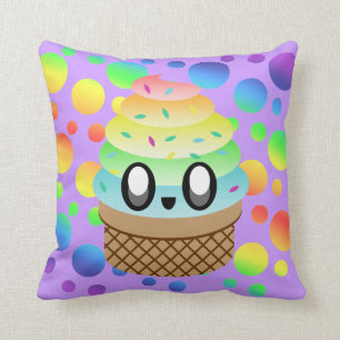 Kawaii Regenbogen-Eistüte Kissen