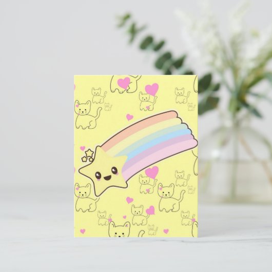 Kawaii Regenbogen Kätzchen Muster so niedlich. Als Postkarte (Stehend Vorderseite)