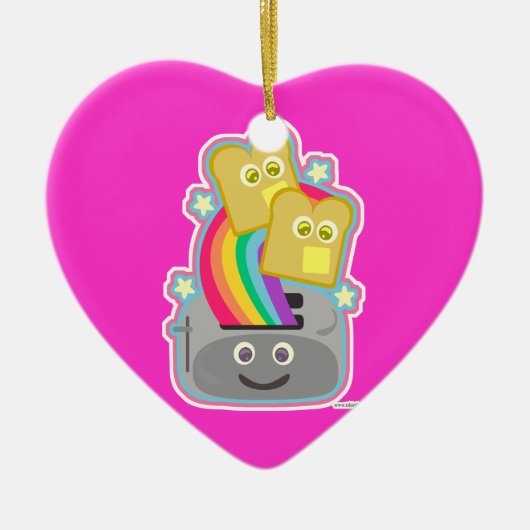 Kawaii Regenbogen-Toast Keramik Ornament (Vorne)