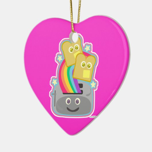 Kawaii Regenbogen-Toast Keramik Ornament (Links)