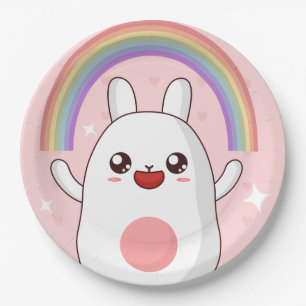 Kawaii-Regenbogenhalbkugel Pappteller