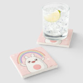 Kawaii-Regenbogenhalbkugel Steinuntersetzer (Seitenansicht)