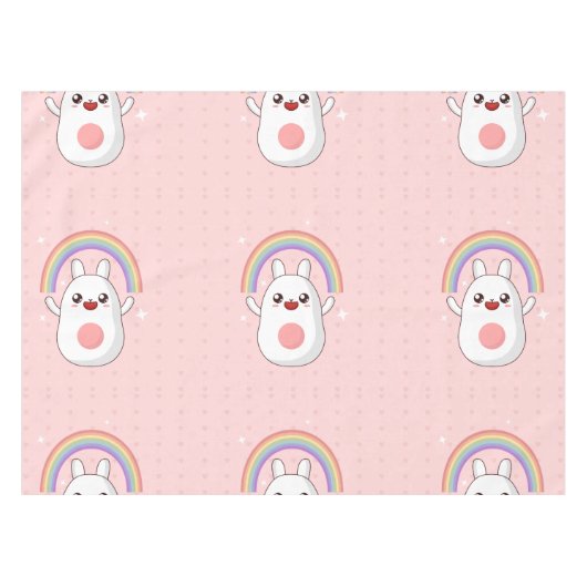 Kawaii-Regenbogenhalbkugel Tischdecke (Vorderseite (Horizontal))