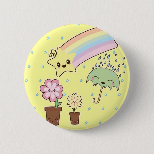 Kawaii Regenbogenwettermuster so niedlich Button (Vorderseite)