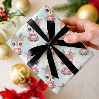 Kawaii reindeer, Bobo rainbow Christmas Geschenkpapier Set
