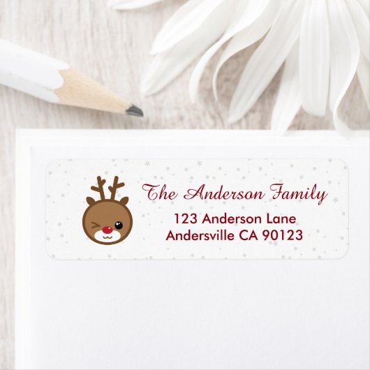 Kawaii Reindeer Christmas Address Labels (Insitu)