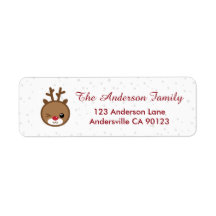 Kawaii Reindeer Christmas Address Labels